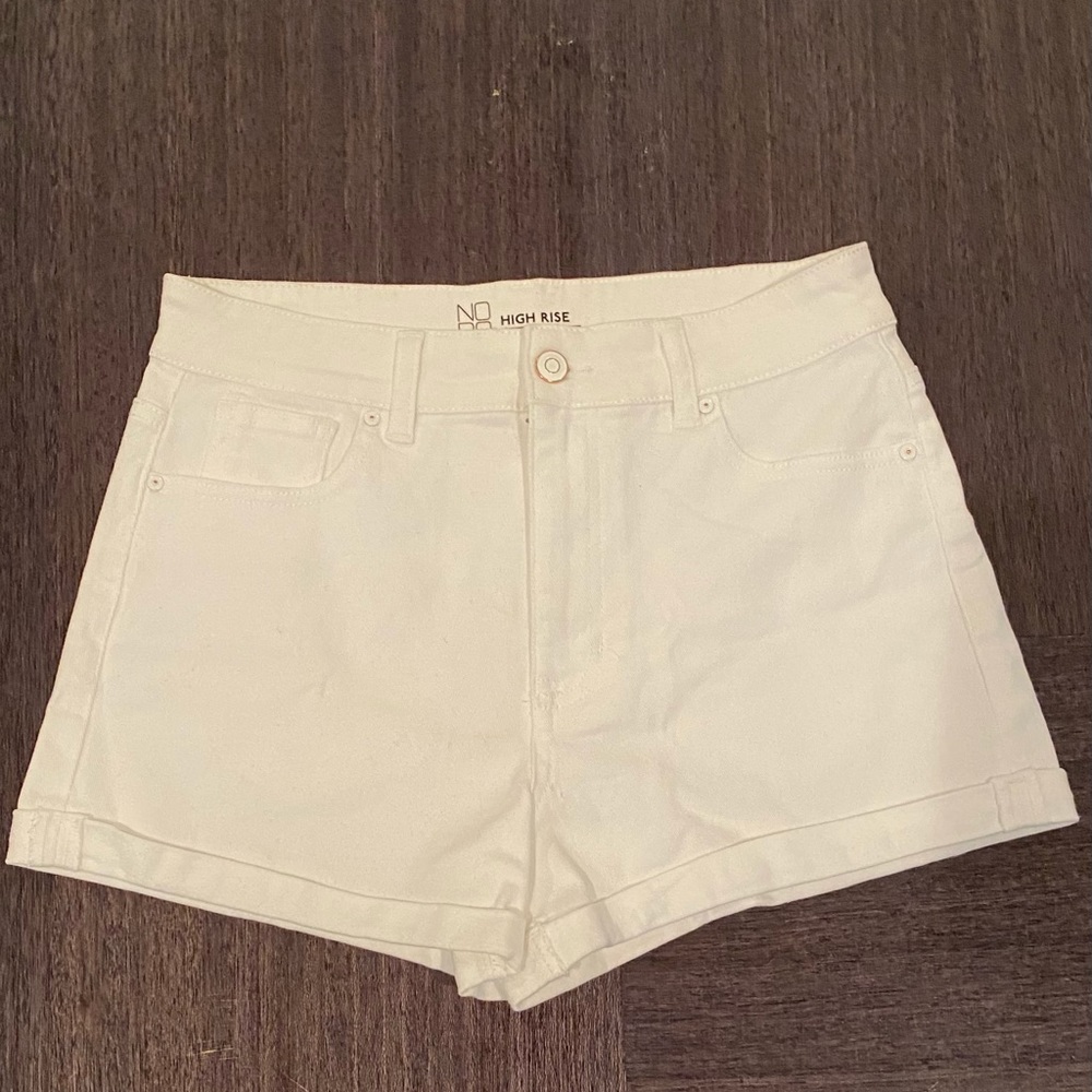 No Boundaries High Waisted White Denim Shorts